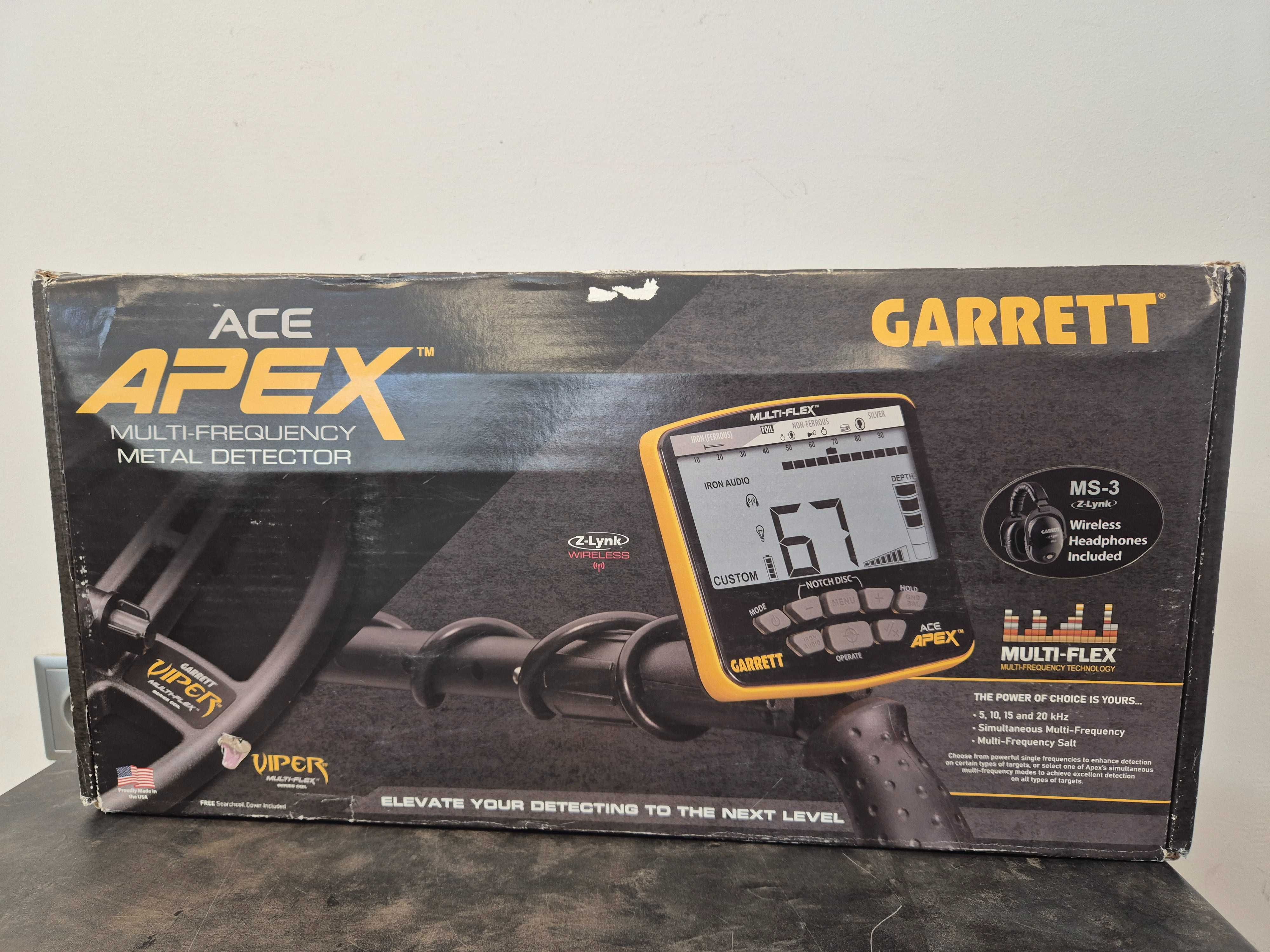 Garrett ACE APEX z cewką 6×11″ DD Viper + Słuchawki MS-3 Z-Lynk