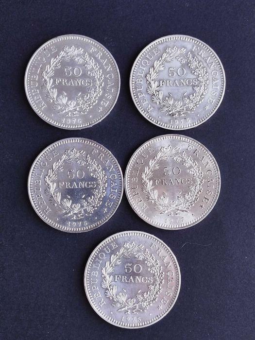 50 Francos em Prata - 1974 a 1978 - Hercules