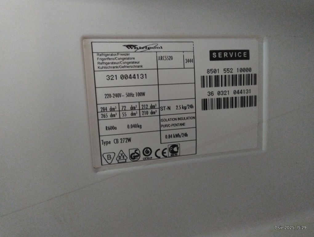 Lodówko-zamrażarka Whirlpool ARC 5520