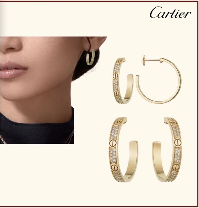 Золотые серьги Cartier Love с бриллиантами 0.48 карат.