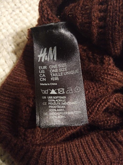 Czapka typu beret, ażurowa, burgund/ hm