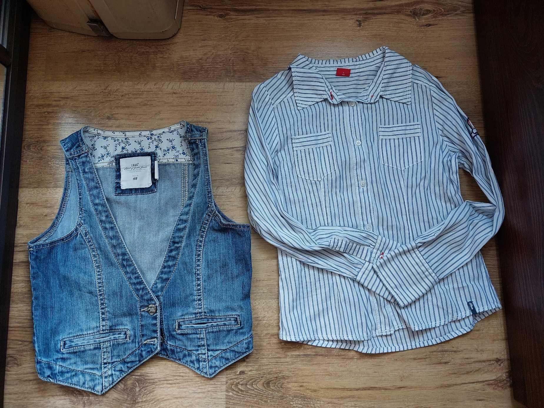 Oliver i H&M koszula i kamizelka jeansowa-140/146