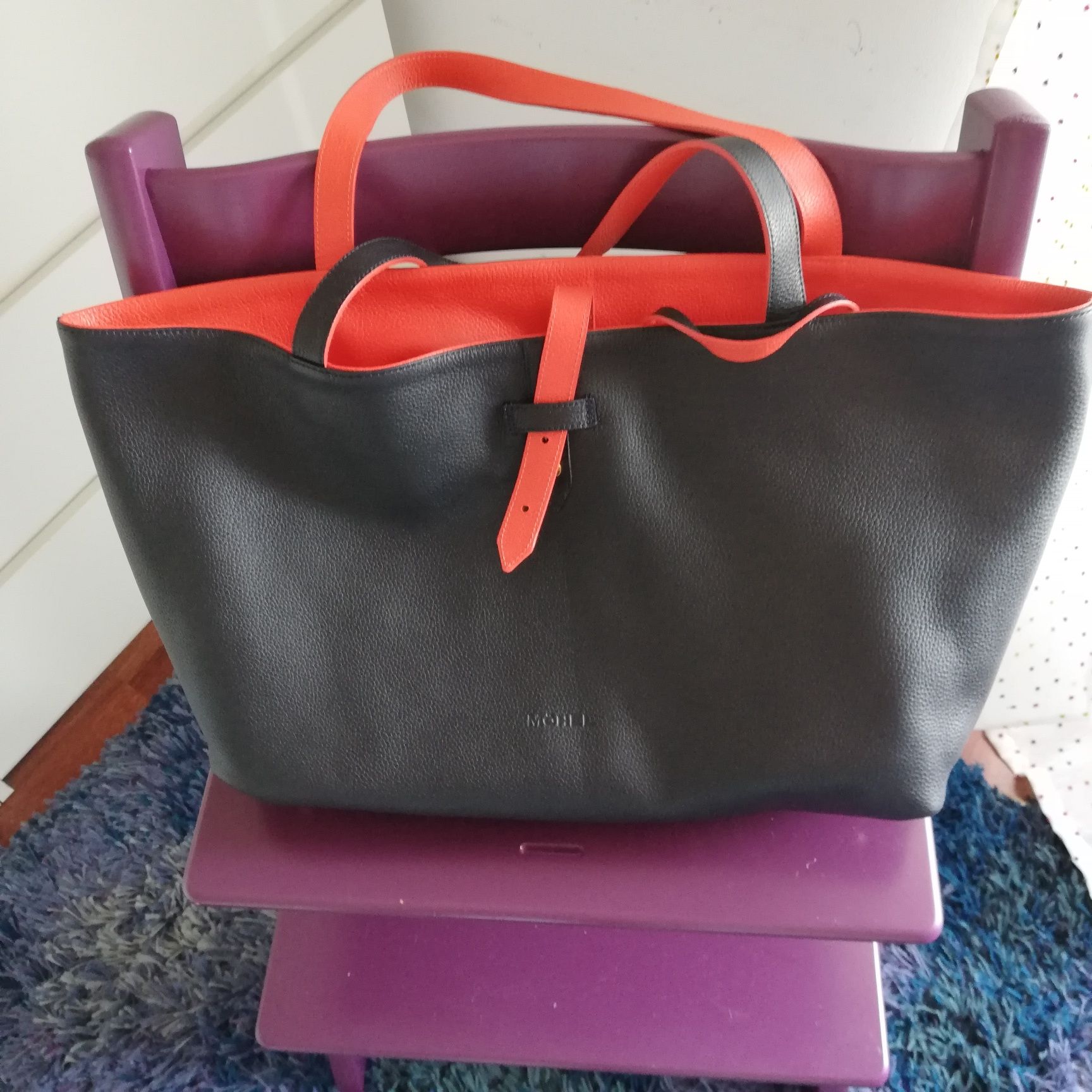 Mala shopper em pele reversível NOVA