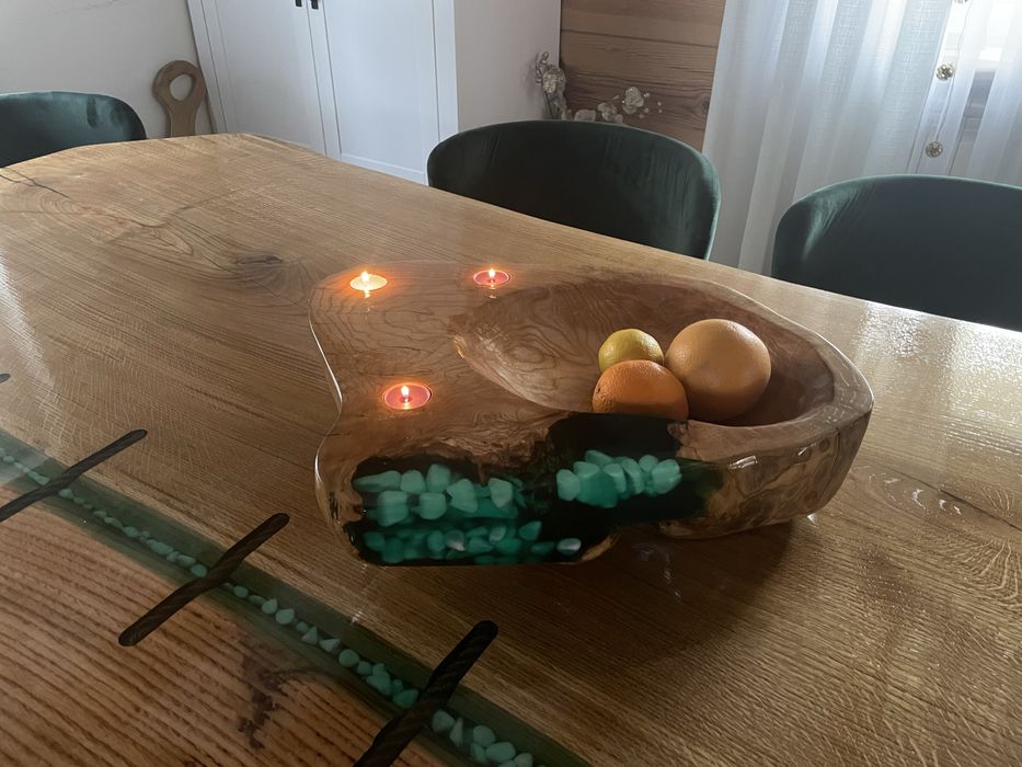 Stol konferencyjny monolit dab 315x135x7 epoxy oak table live edge