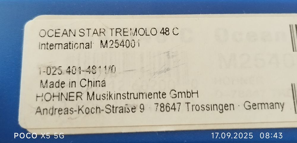 Harmonijka Hohner Ocean Star Tremolo tonacja C