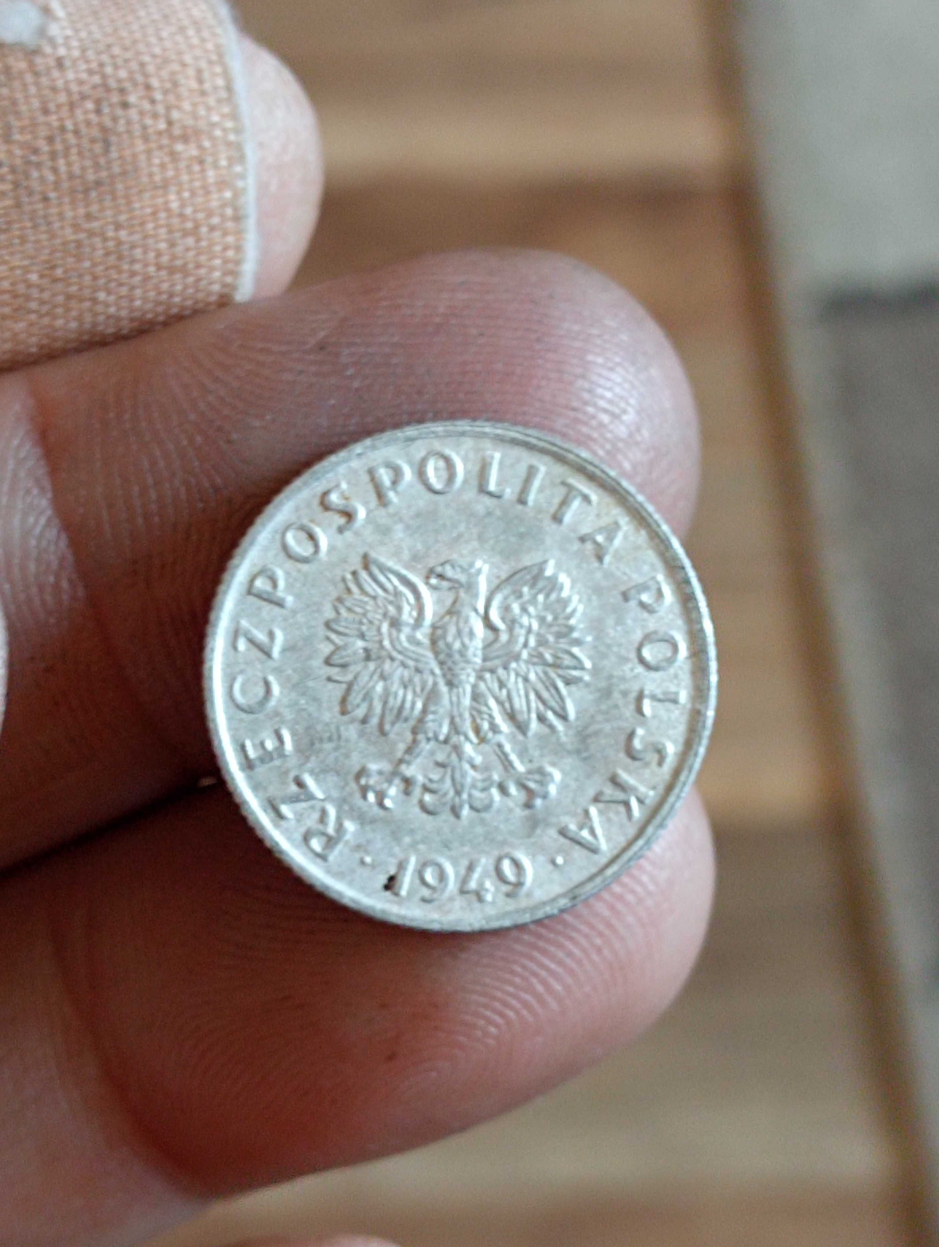 Spadam aluminium monetę 5 gorszy 1949 r bzm
