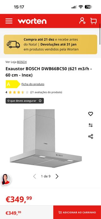 Exaustor BOSCH DWB66BC50 (621 m3/h - 60 cm - Inox)