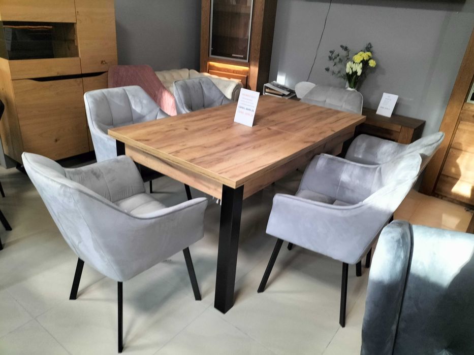 (125WN) Stół rozkładany loft + 6 krzeseł, wyprzedaż 1599 zł