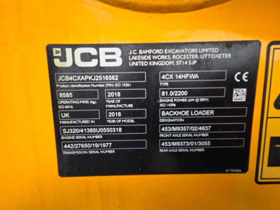 KOPARKO-ŁADOWARKA JCB 4CX T4 F 2018rok 3860mtg!