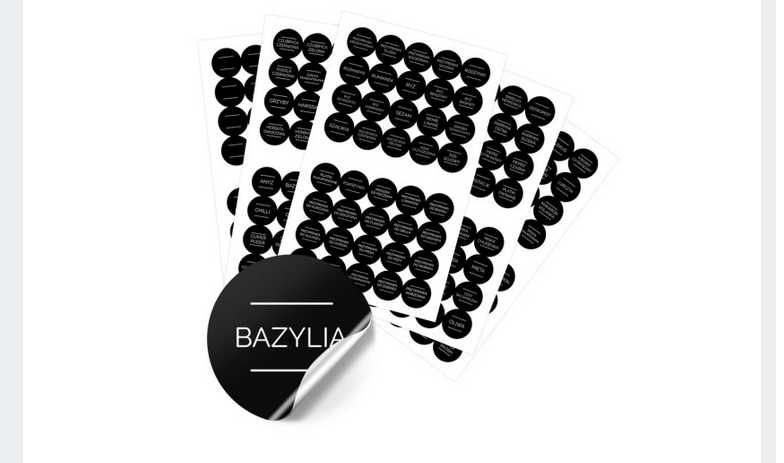 Naklejki na przyprawy czarne 200 szt. tworzywo sztuczne +GRATIS