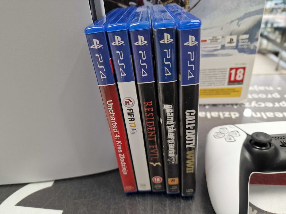 Playstation 5 wersja z napędem 825GB/ +pad/ +5 gier/ Grade A/ PS5/ GW6