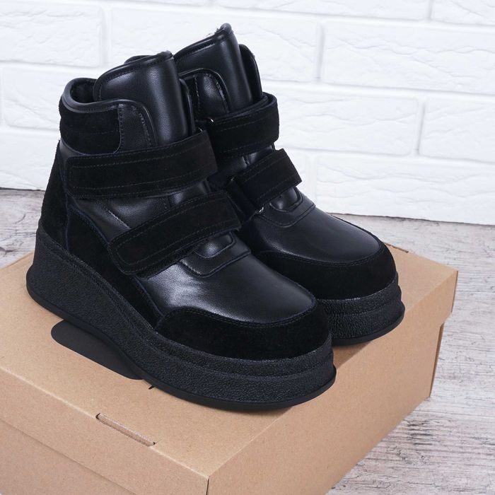 Черевики зимові жіночі натуральні шкіряні на танкетці снікери 36-41