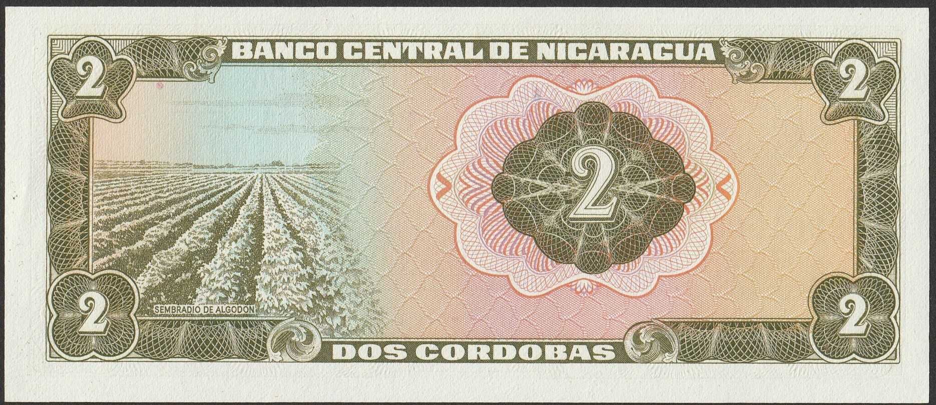 Nikaragua 2 cordobas 1972 - stan bankowy UNC
