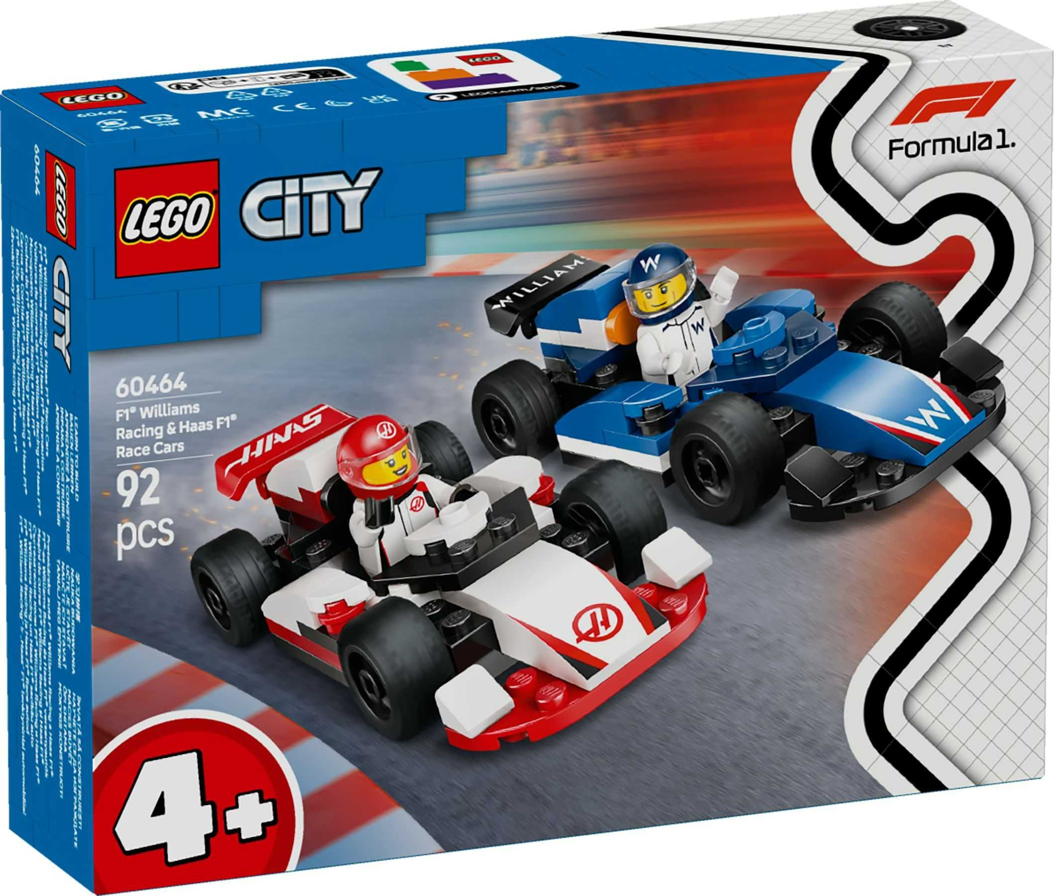 3 zestawy LEGO® 60464 City - F1 Bolidy Williams Racing i Haas F1