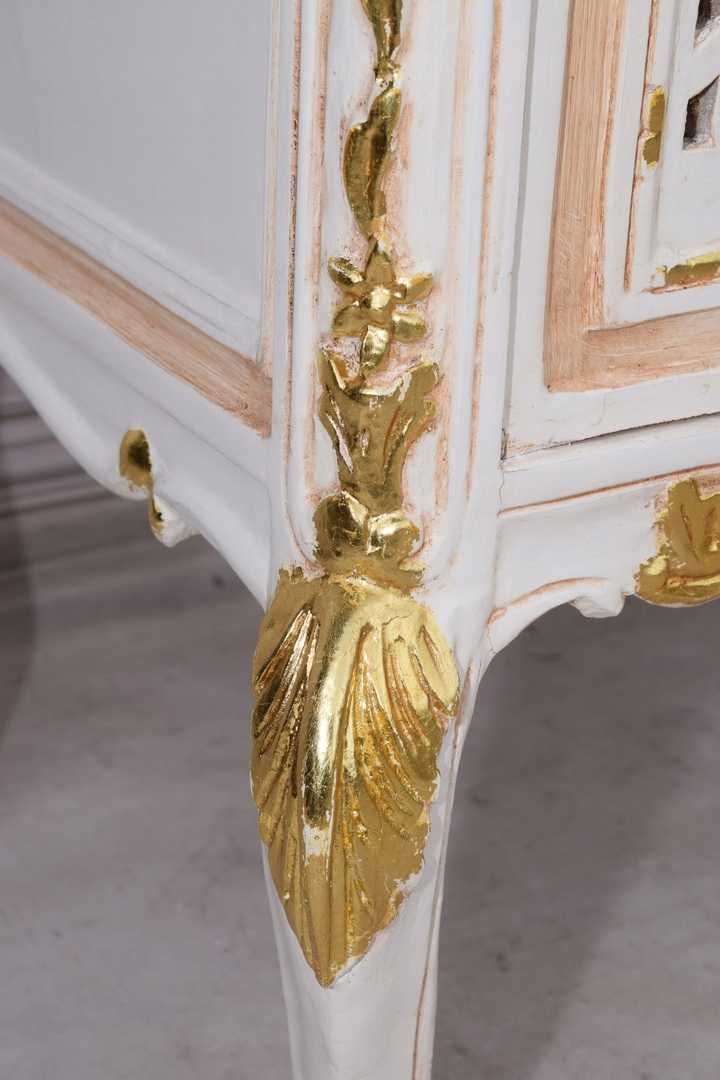 Duża Francuska Witryna – 100% Drewno – Creme – Gablota Serwantka