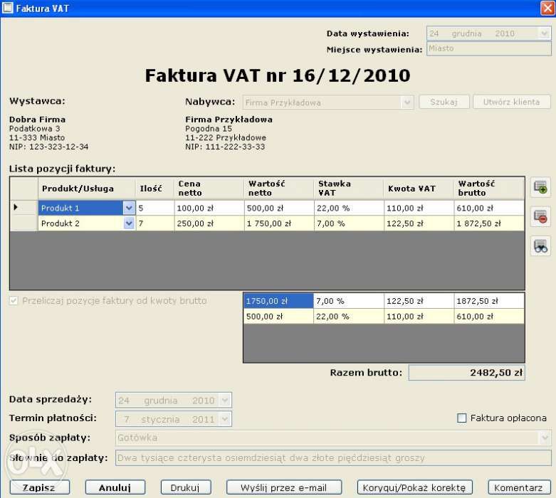 Program do fakturowania, wystawiania faktur FV-Ando -prosty w obsłudze