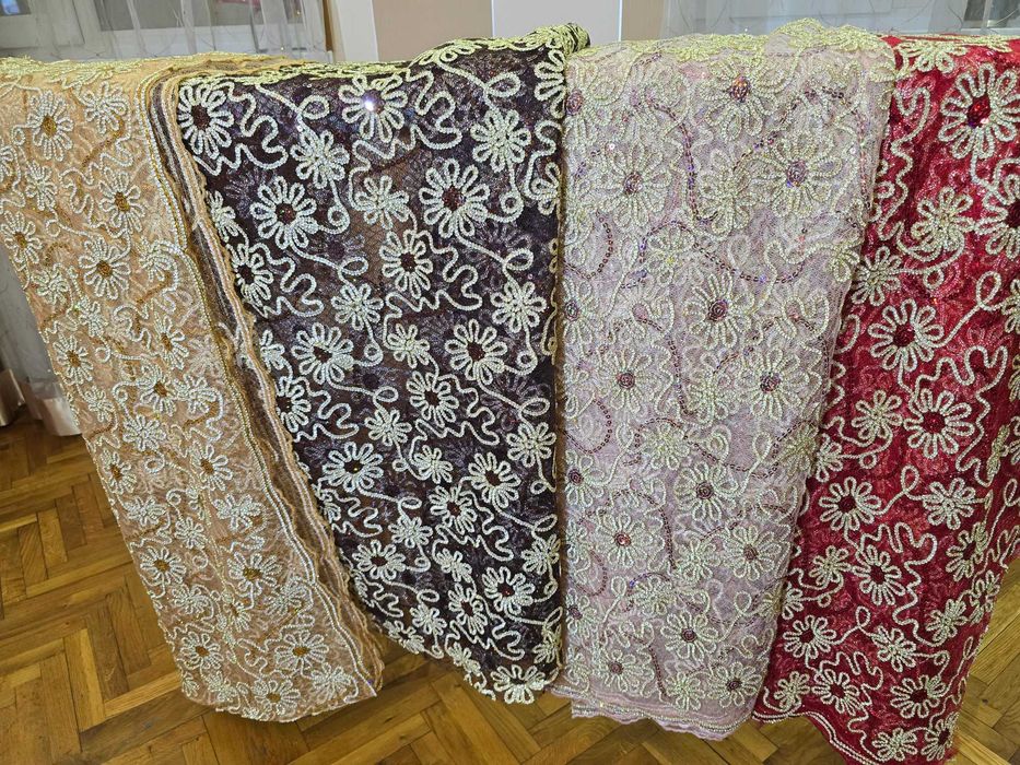 Фабричный Сирийский Шифон,расшитый паетками,лайкра,фурнитура