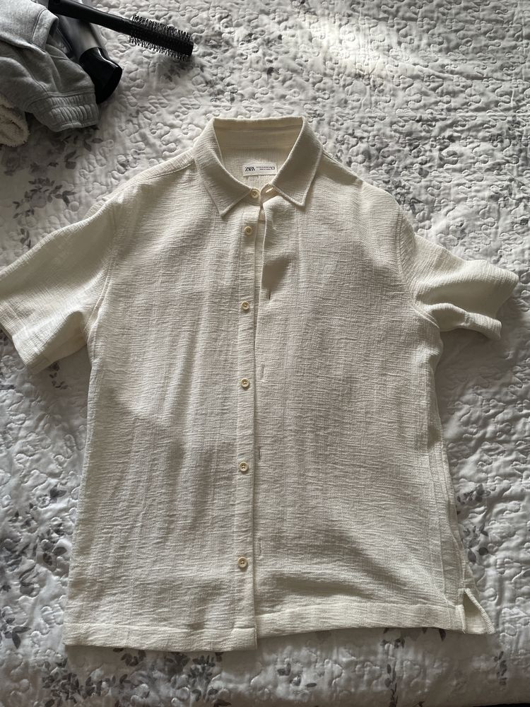 Camisa de linho Beje da zara