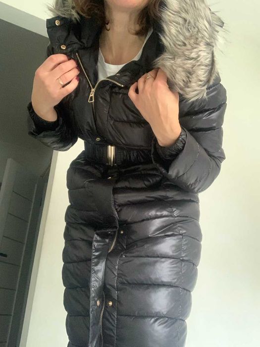 Стьобане пальто Sinsay з капюшоном, довге, на розмір М/38/46