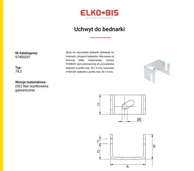 Uchwyt bednarki Elko-Bis OC bednarki o profilu max 30×4 mm. 1