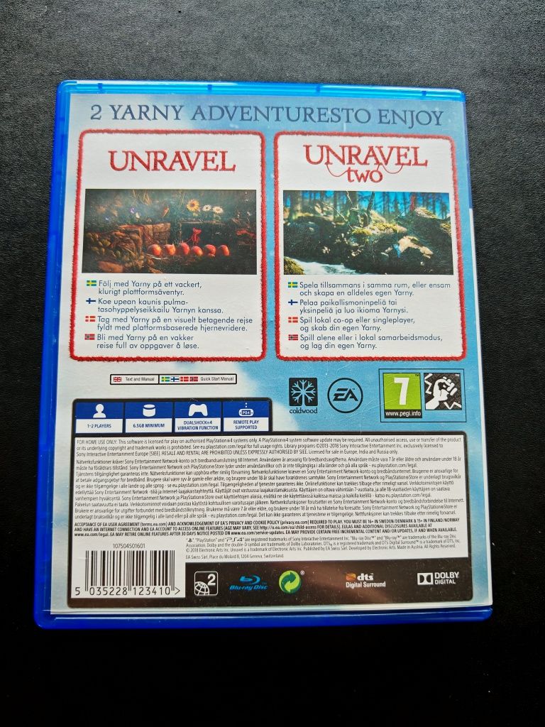 Unravel Yarny bundle ps4 1 i 2 stan BDB
