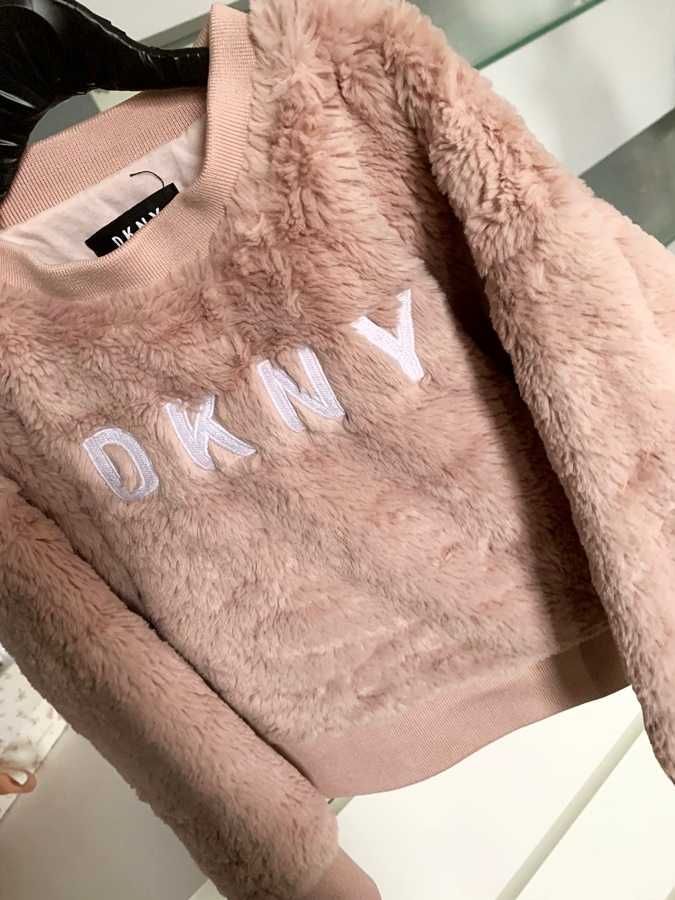 DKNY oryginalna bluza dziecięca mega ciepła 98 faux fur