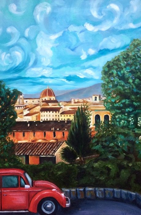 Картина "Флоренція; подорож за хмарами", олійні фарби, полотно 40х60.