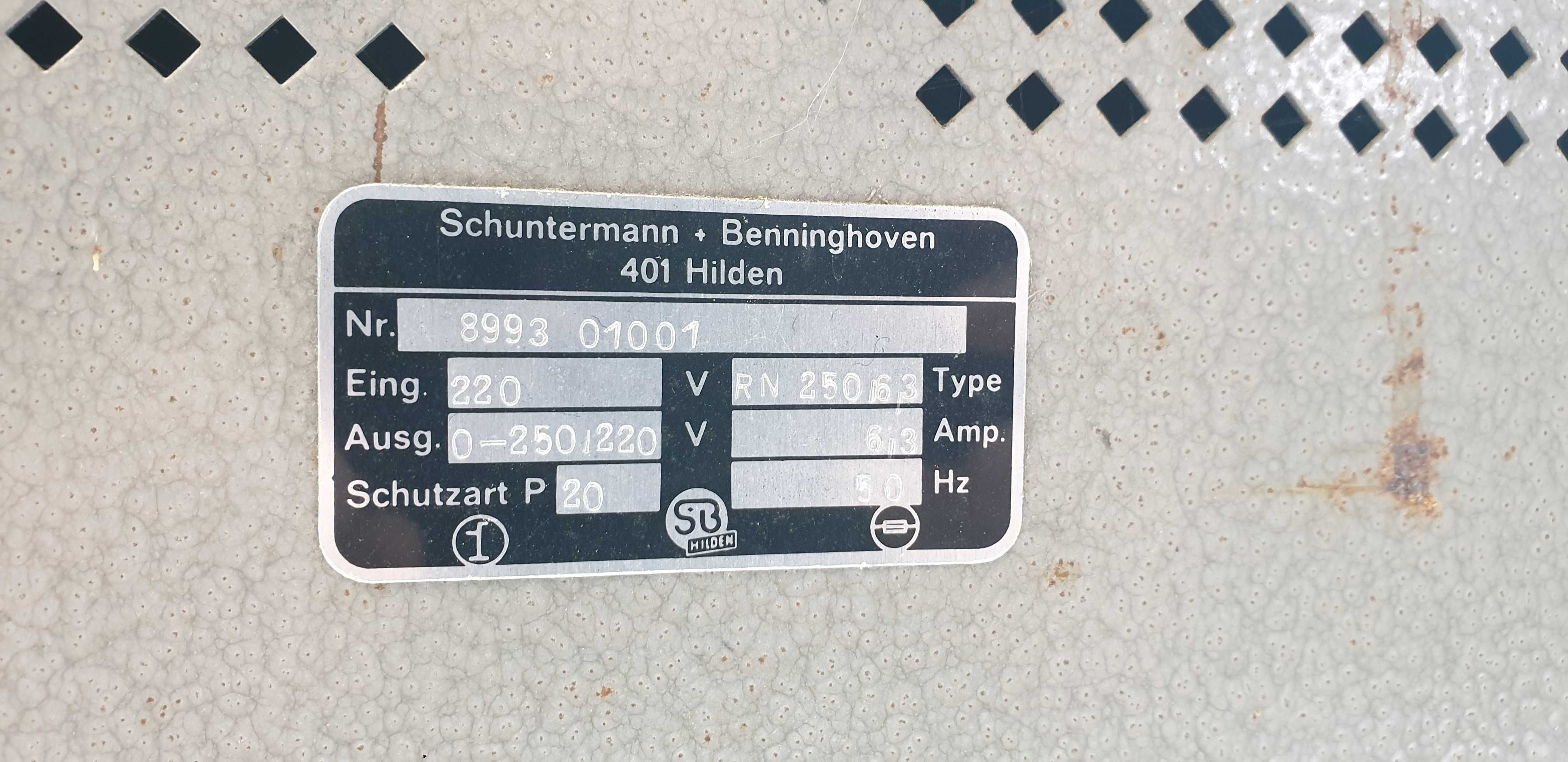 transformator prostownik schuntermann & benninghoven 401 hilden