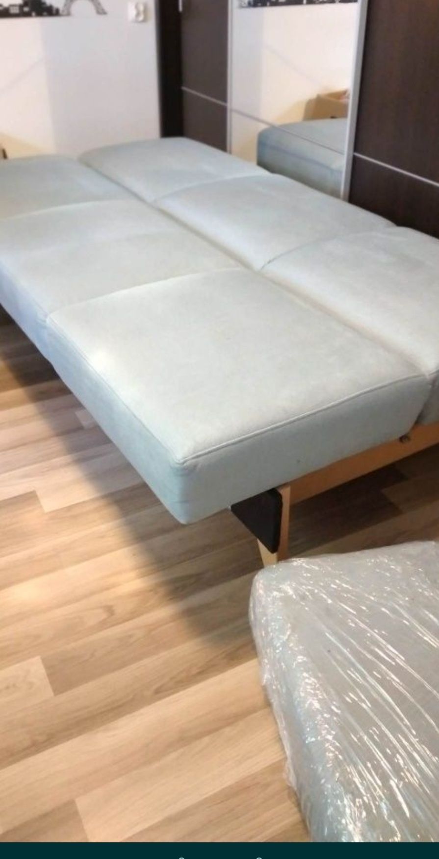 Sofa, kanapa narożna funkcja spania, rozkładana turkusowa