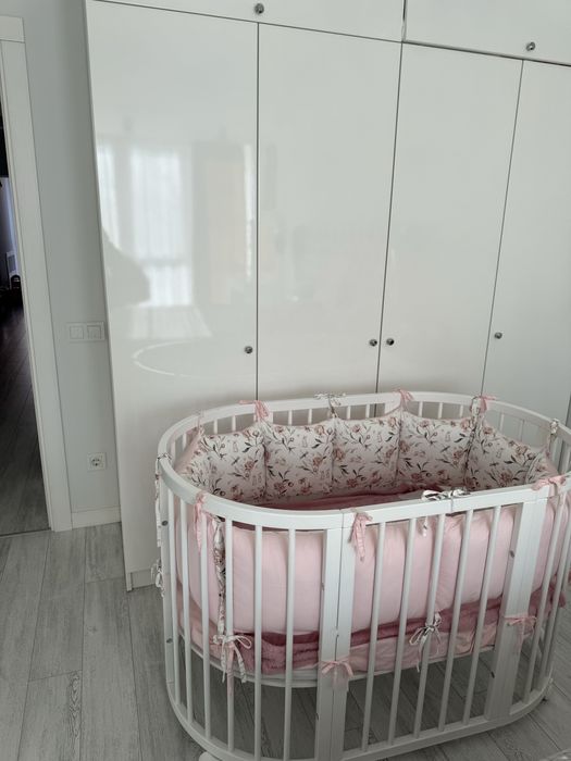 Овальне ліжечко Royal Sleep 9в1 Біле + два матрасика в подарунок
