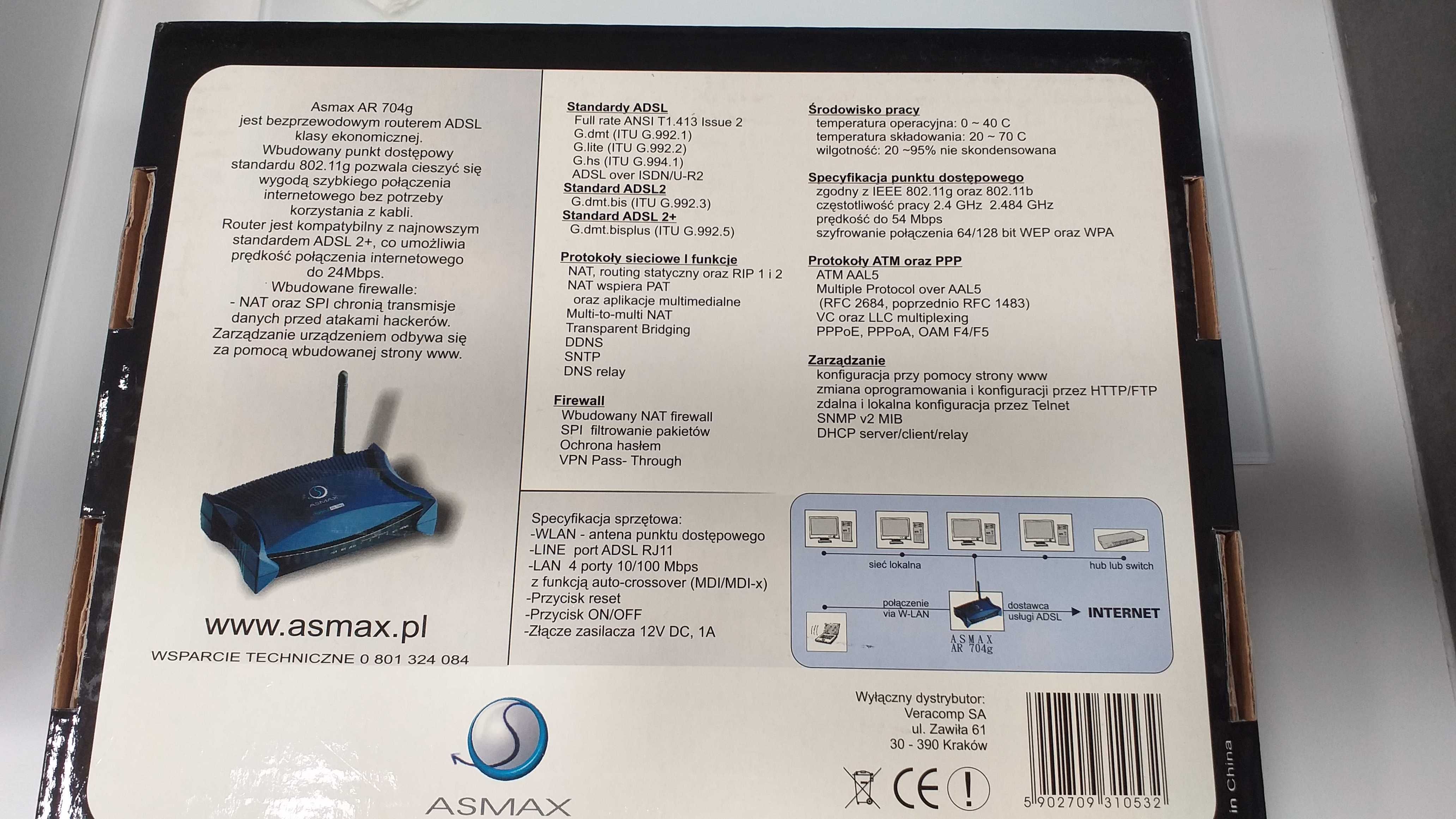 Asmax Router z modemem ADSL AR-704G