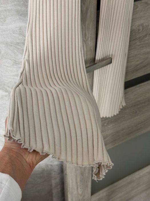 Штани в рубчик, кльош, з рюшами