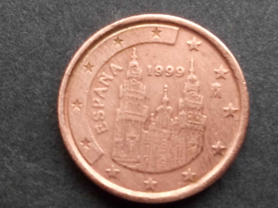 1 moeda de 1 cêntimo 1999 Espanha muito rara MBC