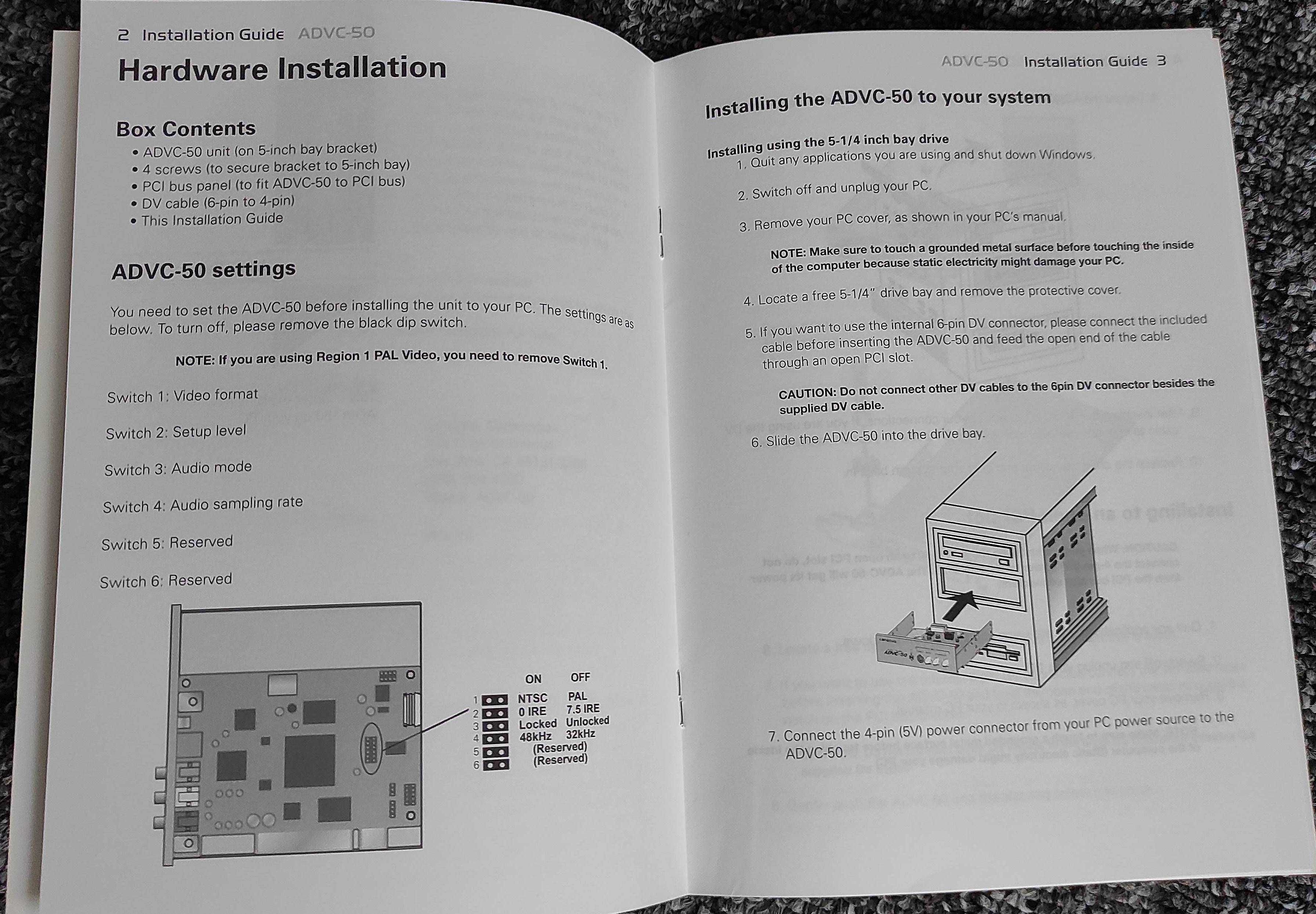 Canopus DVRaptor RT2 i ADVC 50 - manual, oryginalna wersja książkowa