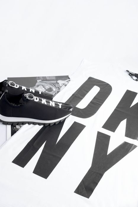 DKNY оригинал. Женская туника футболка майка белая лого XXS XS