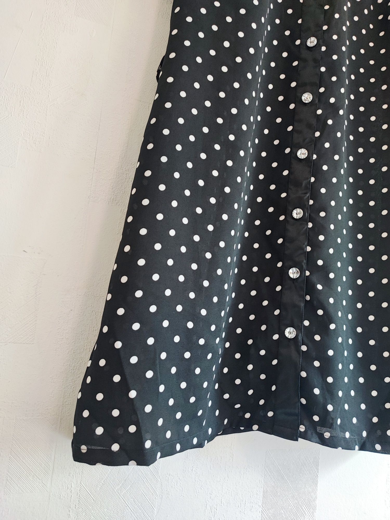 Nowa sukienka damska Vintage styl w grochy kołnierzyk XXL 44 retro