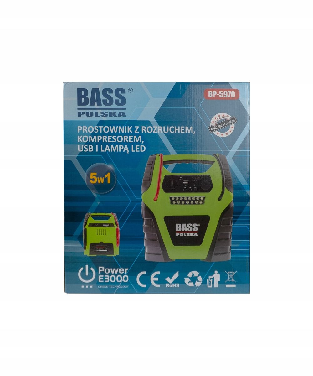 Rozruch + kompresor + lampa LED + ładowarka USB BASS POLSKA HIT