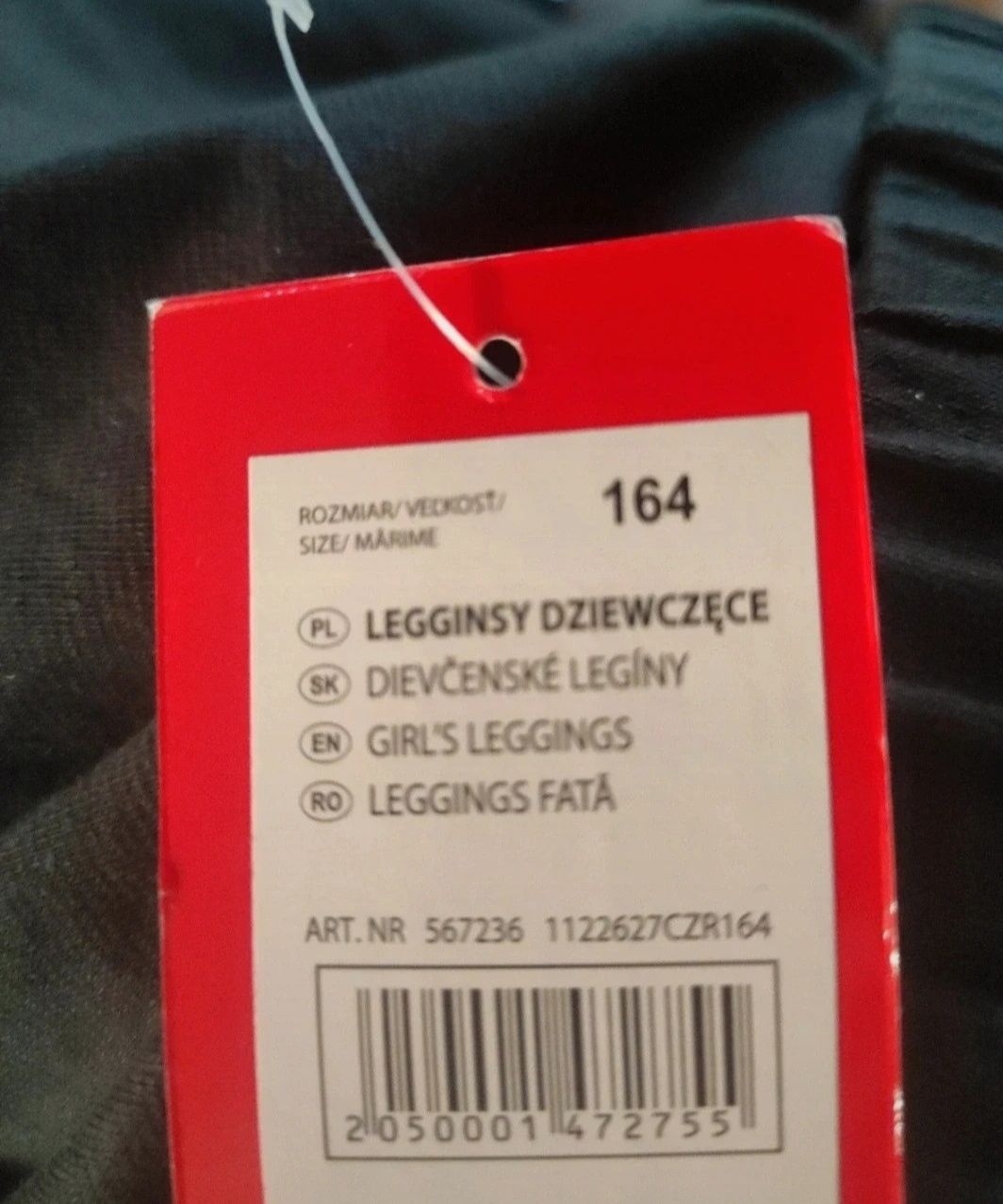 Nowe czarne legginsy dziewczęce ze srebrnym napisem Lovely Flowers 164