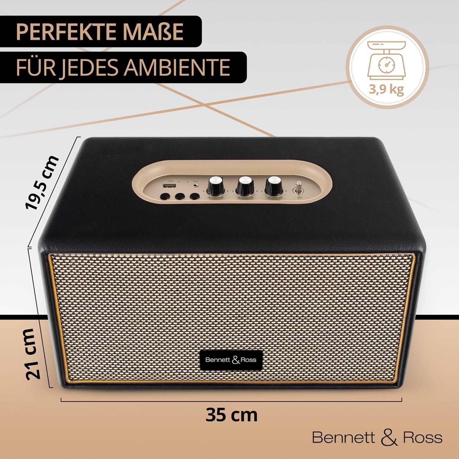 Bennett & Ross BB-860BK Blackmore Retro głośnik Bluetooth 2x30W