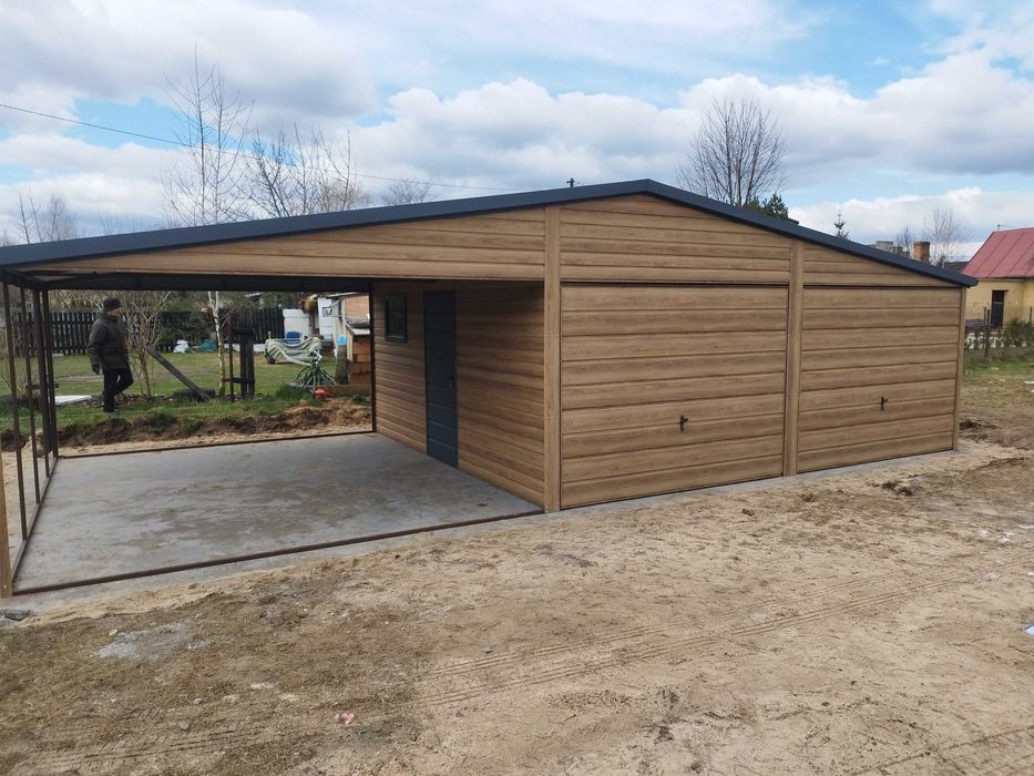 Garaż Blaszany 6x6 6x7 7x7 4x6 Blachodachówka Profil Blacha z Filcem