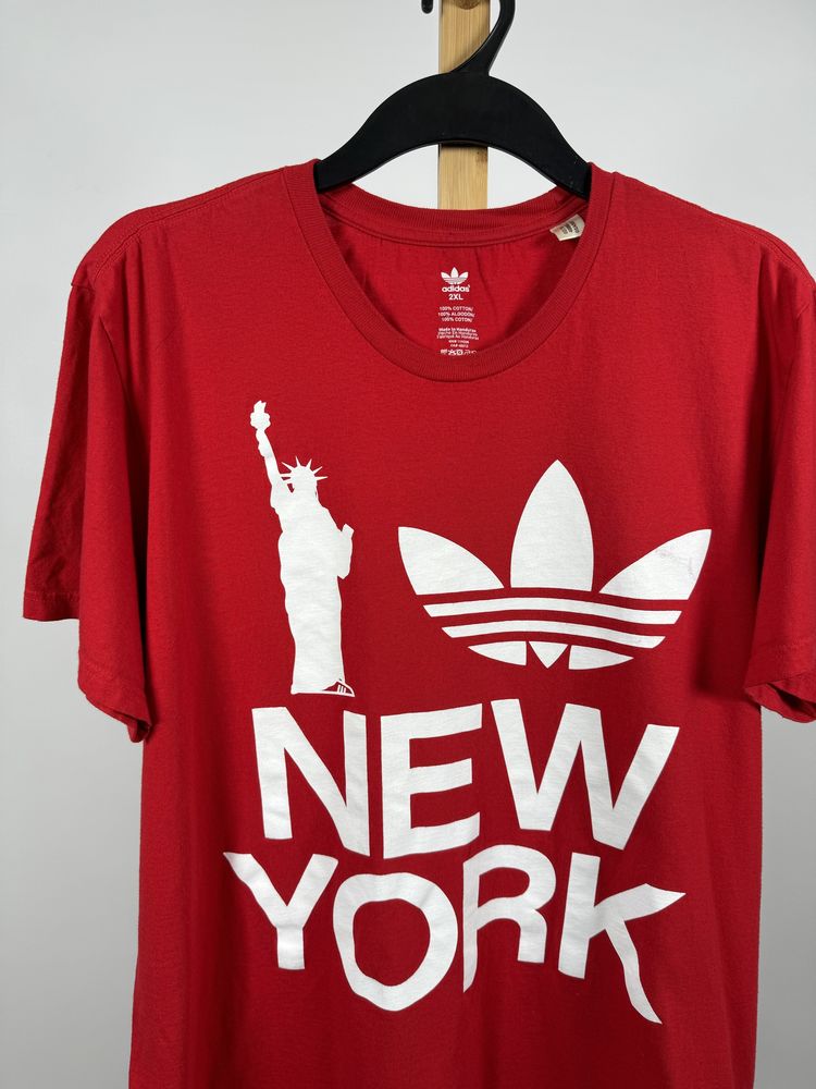 Adidas New York t-shirt czerwona koszulka XXL