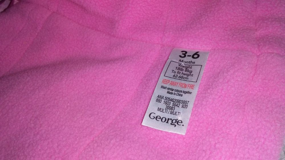Kolorowa ciepła kurtka dla dziewczynki rozmiar 62-68 George kwiaty róż