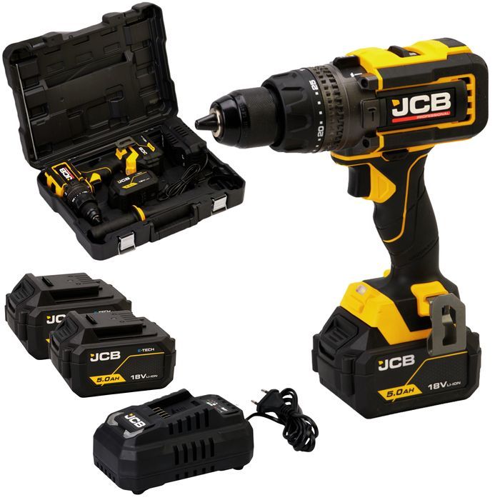 JCB Pro Wiertarko-wkrętarka udarowa 2x akumulator 5.0Ah +  ładowarka