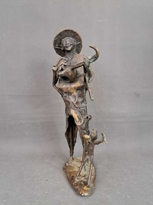 Brąz, stara afrykańska rzeźba z brązu, wys. 37 cm