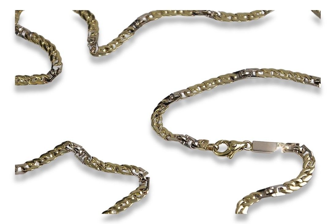 Złoty łańcuszek bikolor 14k 585 włoski pełny pancerka cc043yw 50cm Wr