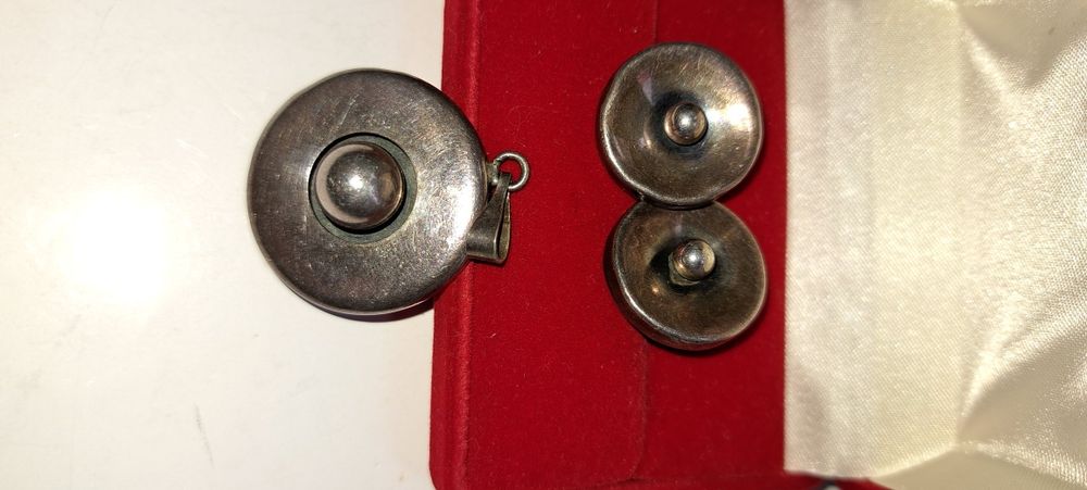 Stare klipsy i zawieszka srebro Prl