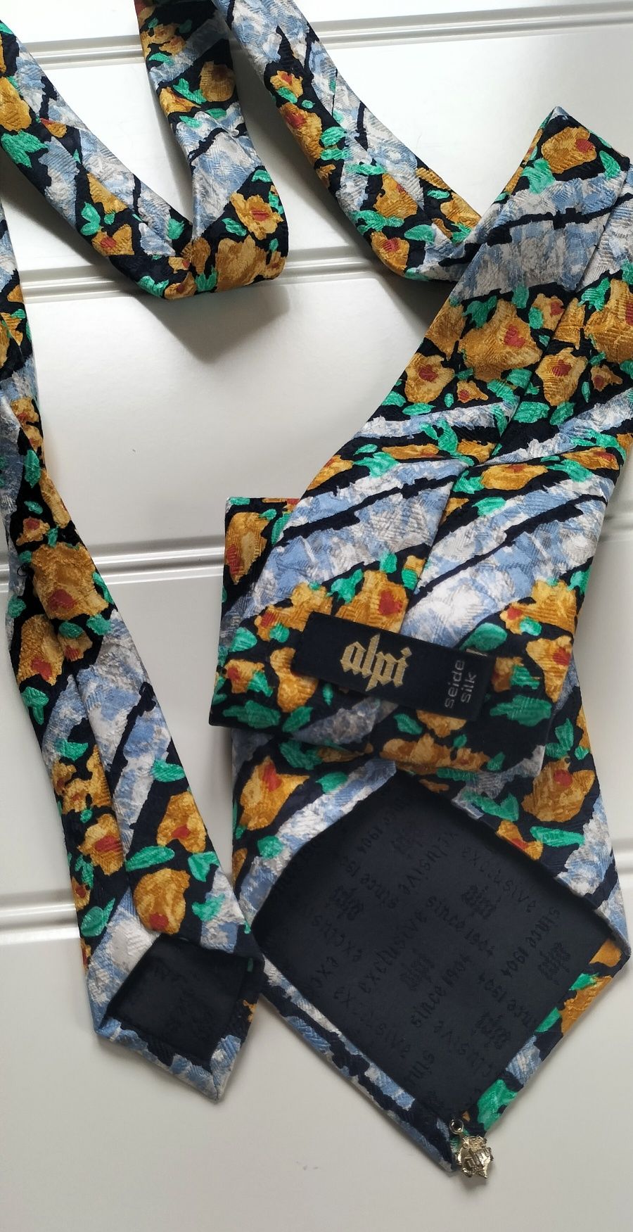 Vintage silk tie Alpi jedwabny ekskluzywny szeroki krawat jedwab
