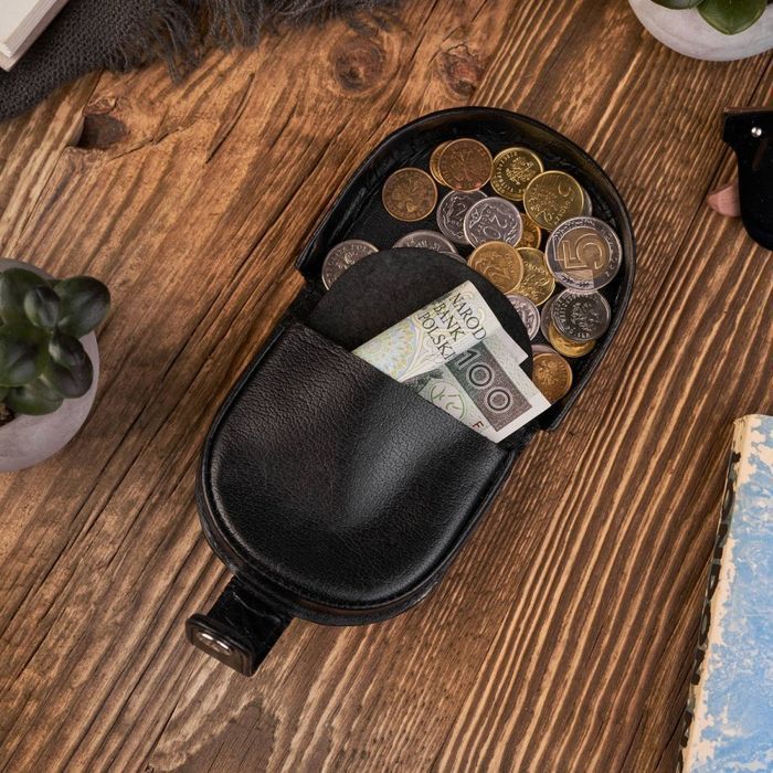 Skórzany portfel bilonówka podkówka na zatrzask Paolo Peruzzi T-50-BL