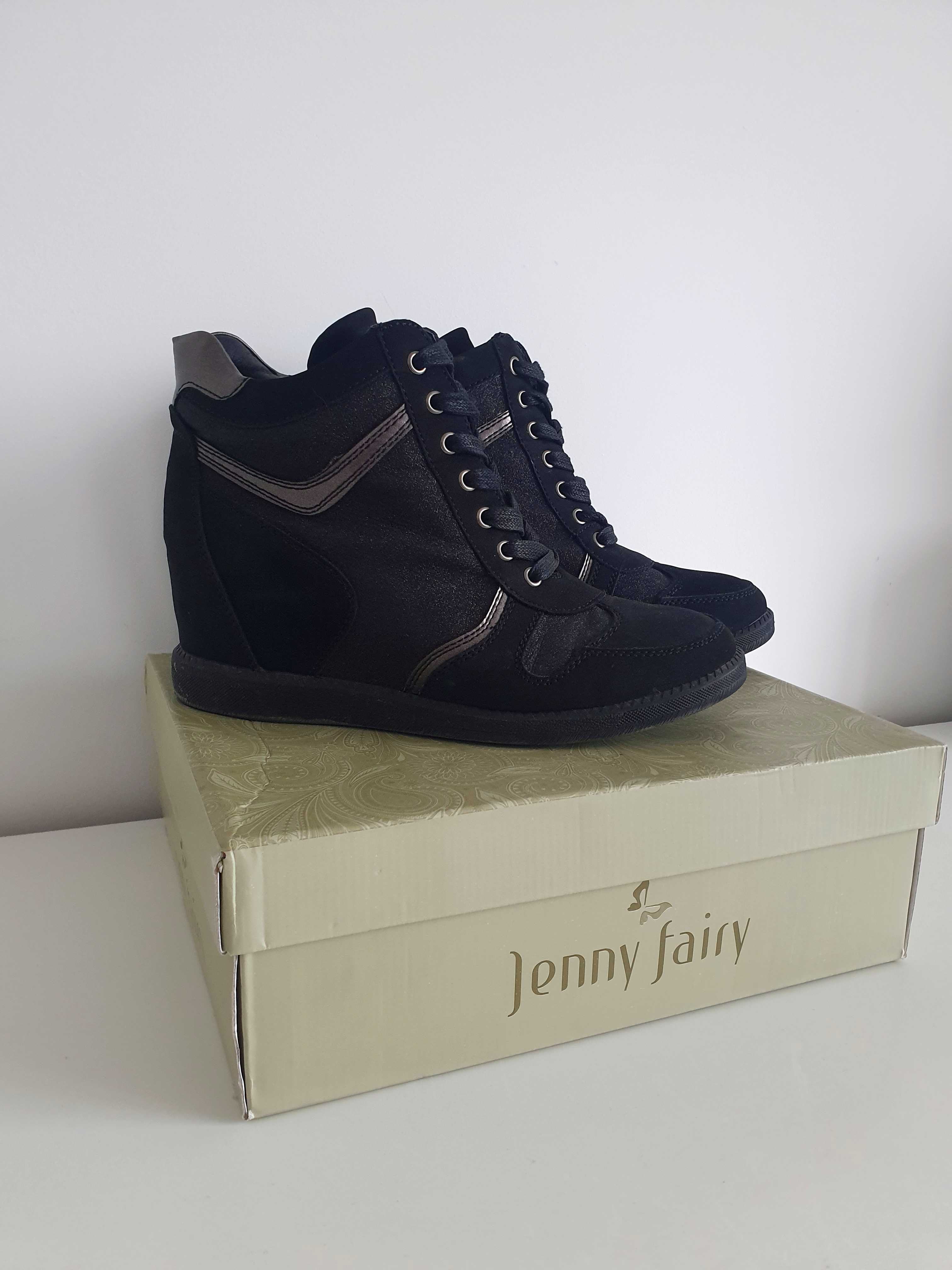 Czarne buty na koturnie Jenny Fairy rozm. 39