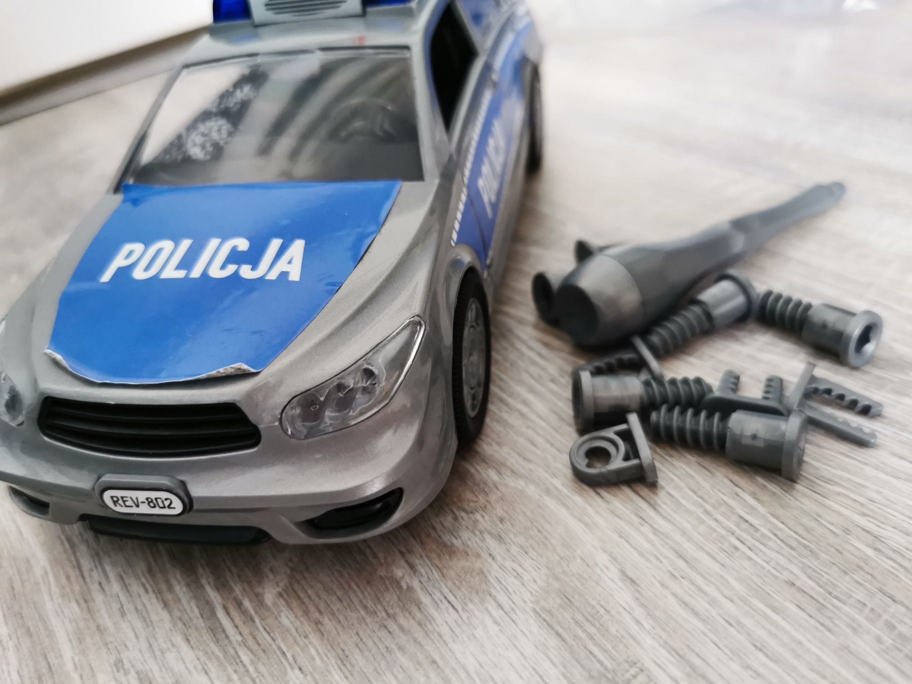 Klocki konstrukcyjne samochód auto policja instrukcja naklejki